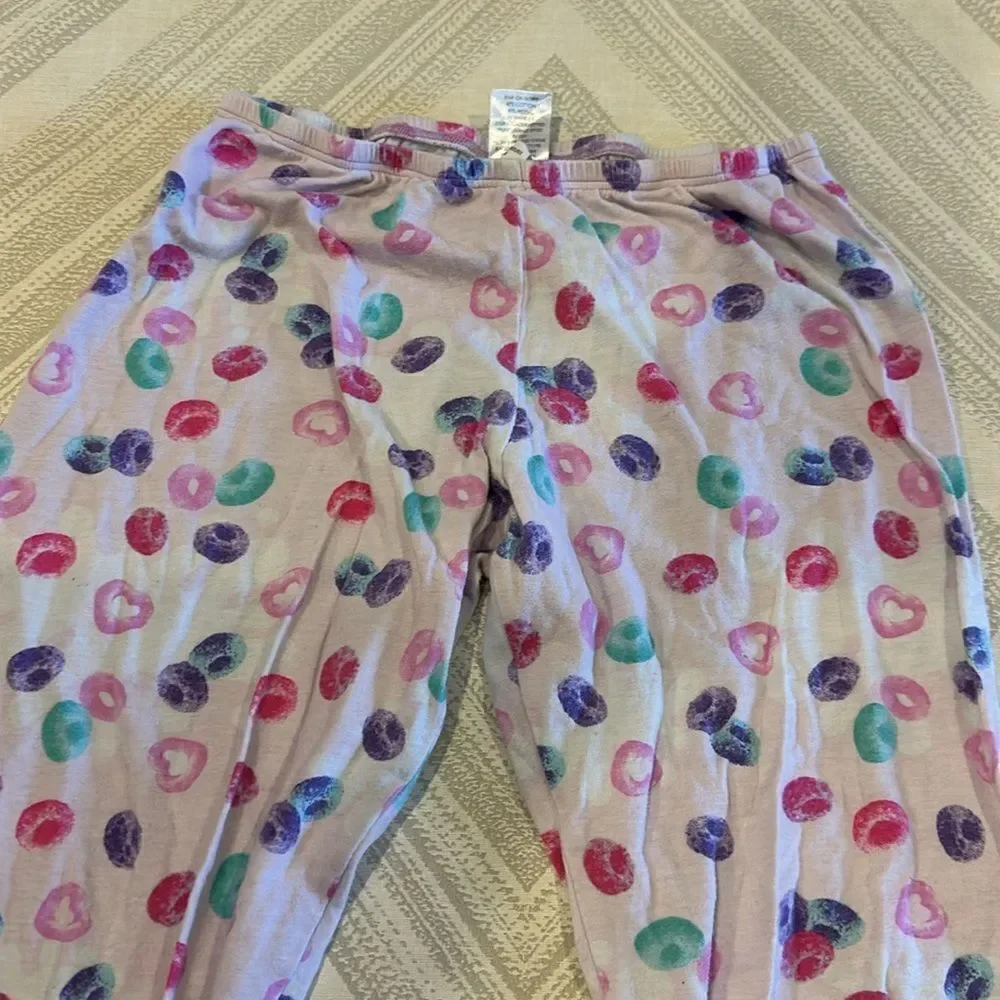 Esme Girls Lavender with Lace Trim Fruit Loop Tank & Pants Pajama Set - Size 12